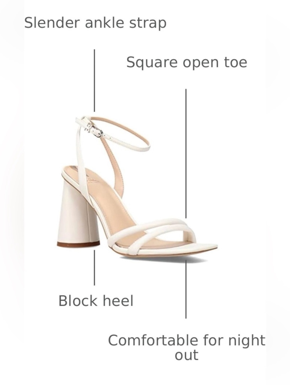 Sam Edelman New in Box Kia Chunky Block Heel Ankle Strap Sandal White Leather 10 - Picture 6 of 13